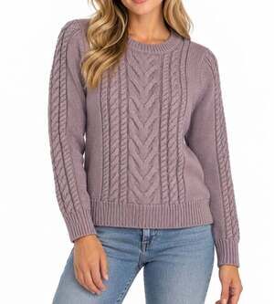 Old Navy Cable Knit Crew Neck Sweater Dusty Purple With Sparkles